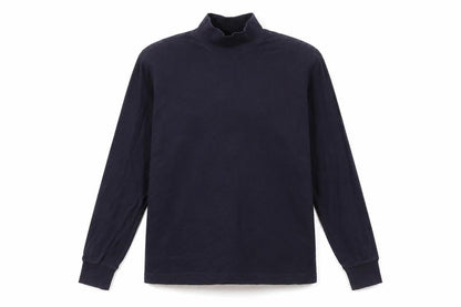 Lands' End Women's Blue Mock Neck Long Sleeve Cotton Top M 10-12