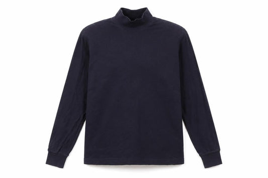 Lands' End Women's Blue Mock Neck Long Sleeve Cotton Top M 10-12