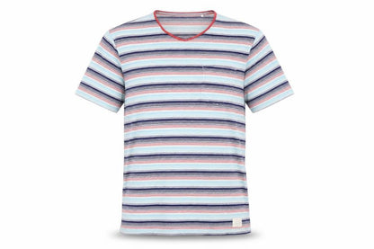 White Stuff Men's Multicoloured Striped Cotton Crew Neck T-Shirt Medium