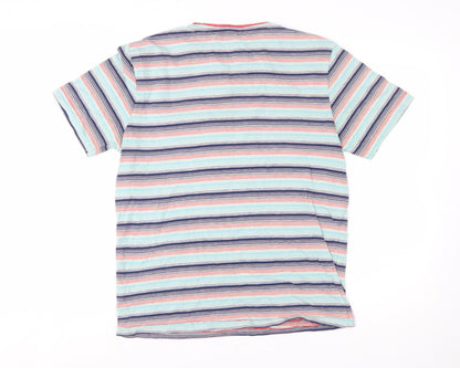 White Stuff Men's Multicoloured Striped Cotton Crew Neck T-Shirt Medium