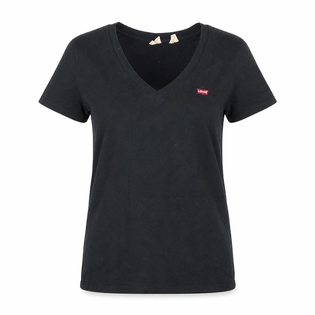 Levi's Womens Black V-Neck Short Sleeve Basic Cotton T-Shirt M
