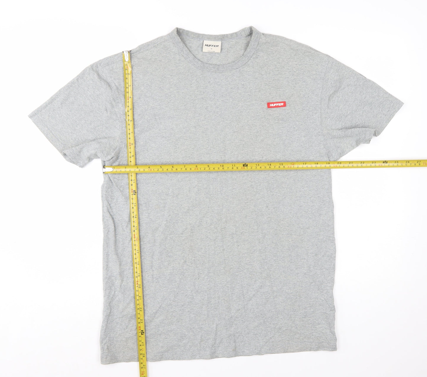 Huffer Men's Grey Cotton Crew Neck T-Shirt Size M Classic Fit