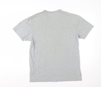 Huffer Men's Grey Cotton Crew Neck T-Shirt Size M Classic Fit