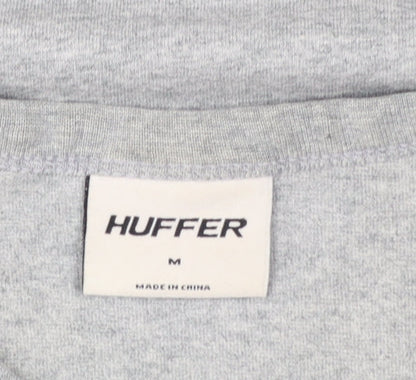 Huffer Men's Grey Cotton Crew Neck T-Shirt Size M Classic Fit