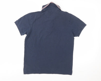 Pretty Green Men's Blue Cotton Short Sleeve Polo Shirt Size M