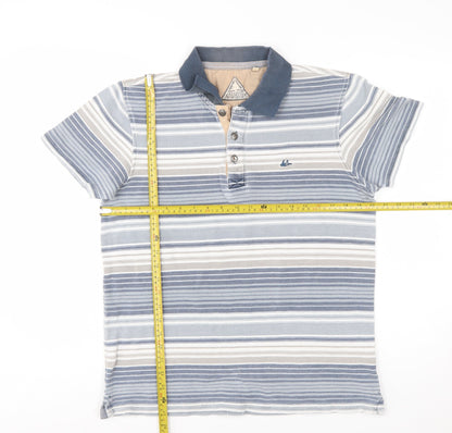 Mantaray Men's Blue Striped Polo Shirt Size S Cotton Casual Top