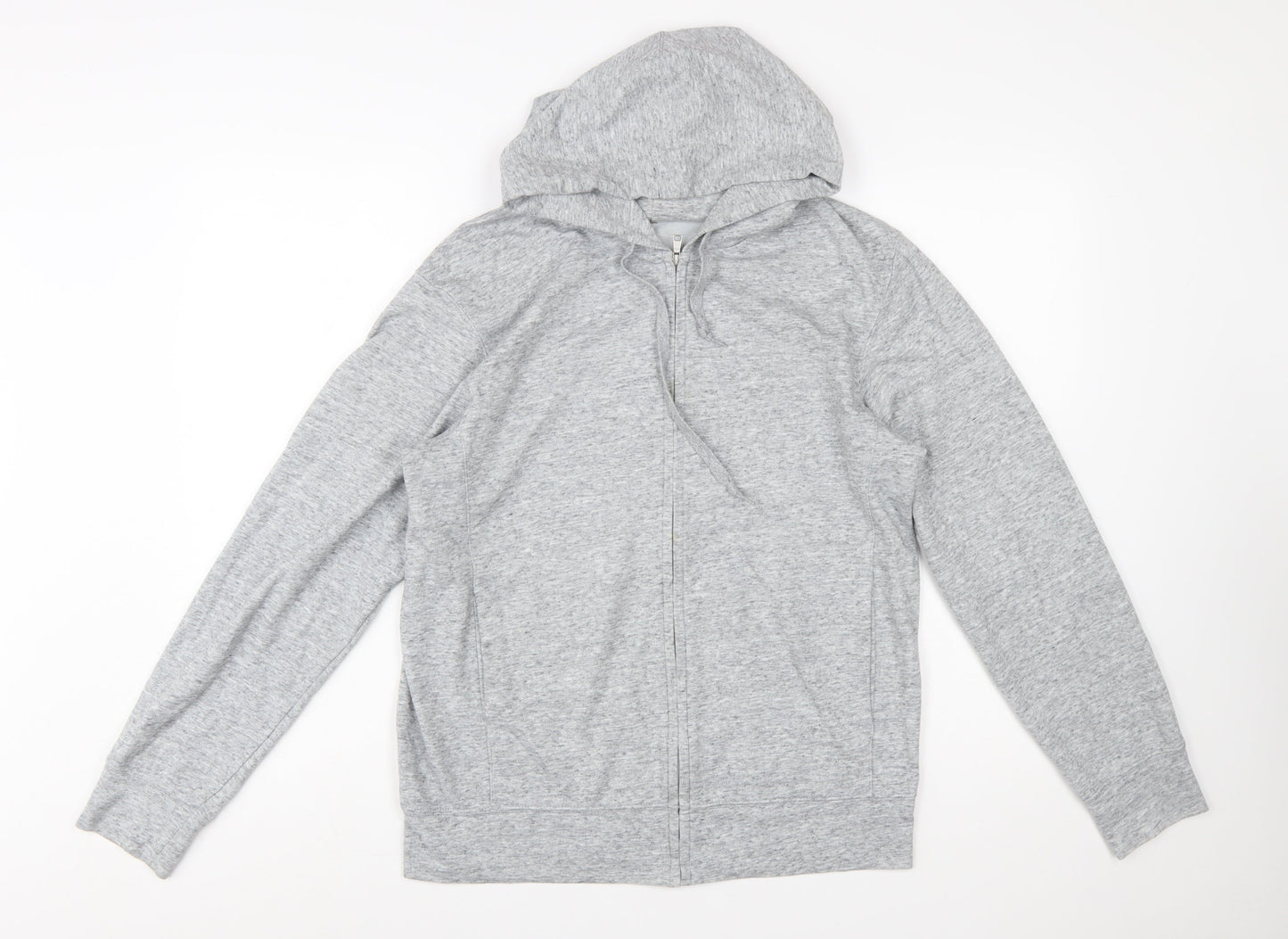 Uniqlo Men’s Grey Full Zip Hoodie M Lightweight Cotton Blend