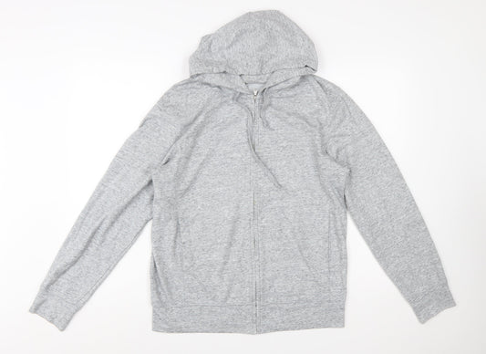 Uniqlo Men’s Grey Full Zip Hoodie M Lightweight Cotton Blend