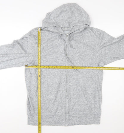 Uniqlo Men’s Grey Full Zip Hoodie M Lightweight Cotton Blend