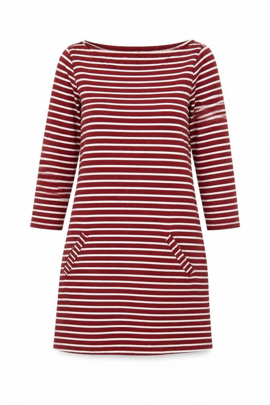 Hollister Women’s Red Striped Shift Dress Size S Long Sleeve Casual