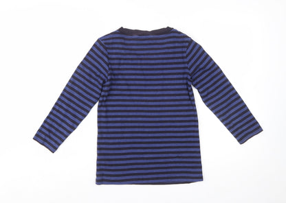 Maine New England Womens Blue Striped Long Sleeve T-Shirt Size 10