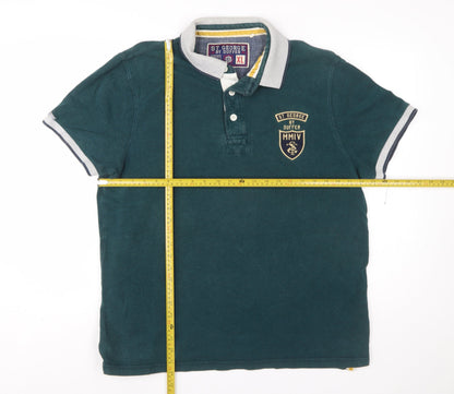 St George by Duffer Men's Green Cotton Polo Shirt XL