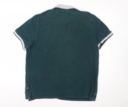 St George by Duffer Men's Green Cotton Polo Shirt XL