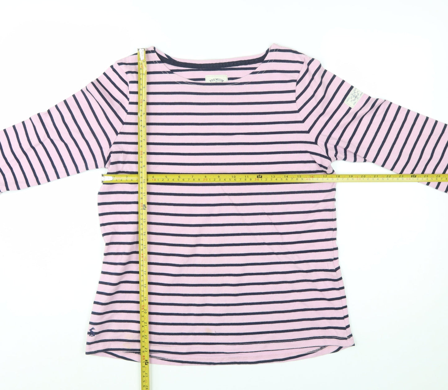 Joules Women’s Pink Navy Striped Long Sleeve Cotton T-Shirt UK 12
