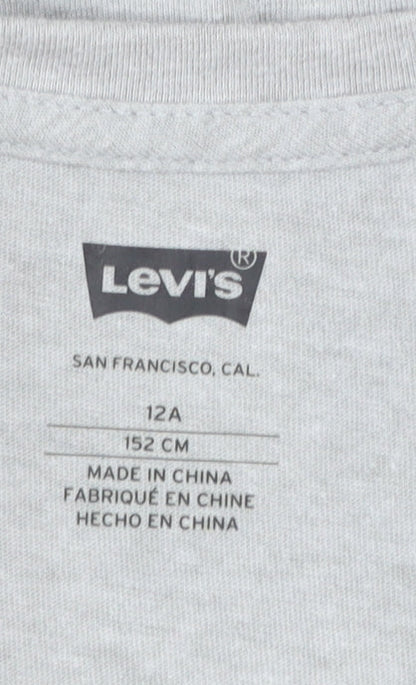 Levi's Girls Grey Sequin Heart Long Sleeve Tie Hem T-Shirt 12 Years