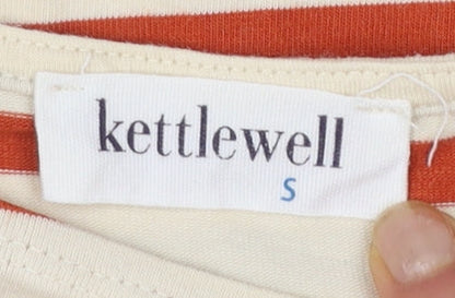 Kettlewell Women's Multicoloured Striped Boat Neck 3/4 Sleeve Cotton T-Shirt Size S
