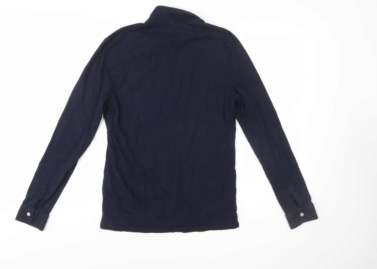 Reiss Men's Navy Cotton Long Sleeve Button-Up Shirt M