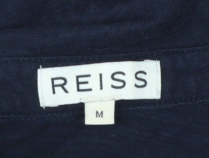 Reiss Men's Navy Cotton Long Sleeve Button-Up Shirt M