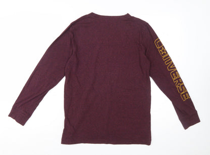 Converse Boys Purple Long Sleeve Crew Neck Logo T-Shirt XL 13-15 Years