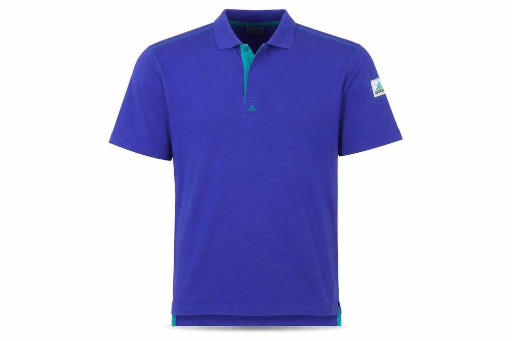 Front view of Vintage Adidas Equipment Blue Men's L Polo Shirt Sportswear