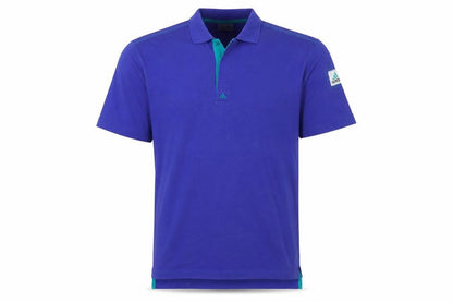 Front view of Vintage Adidas Equipment Blue Men's L Polo Shirt Sportswear