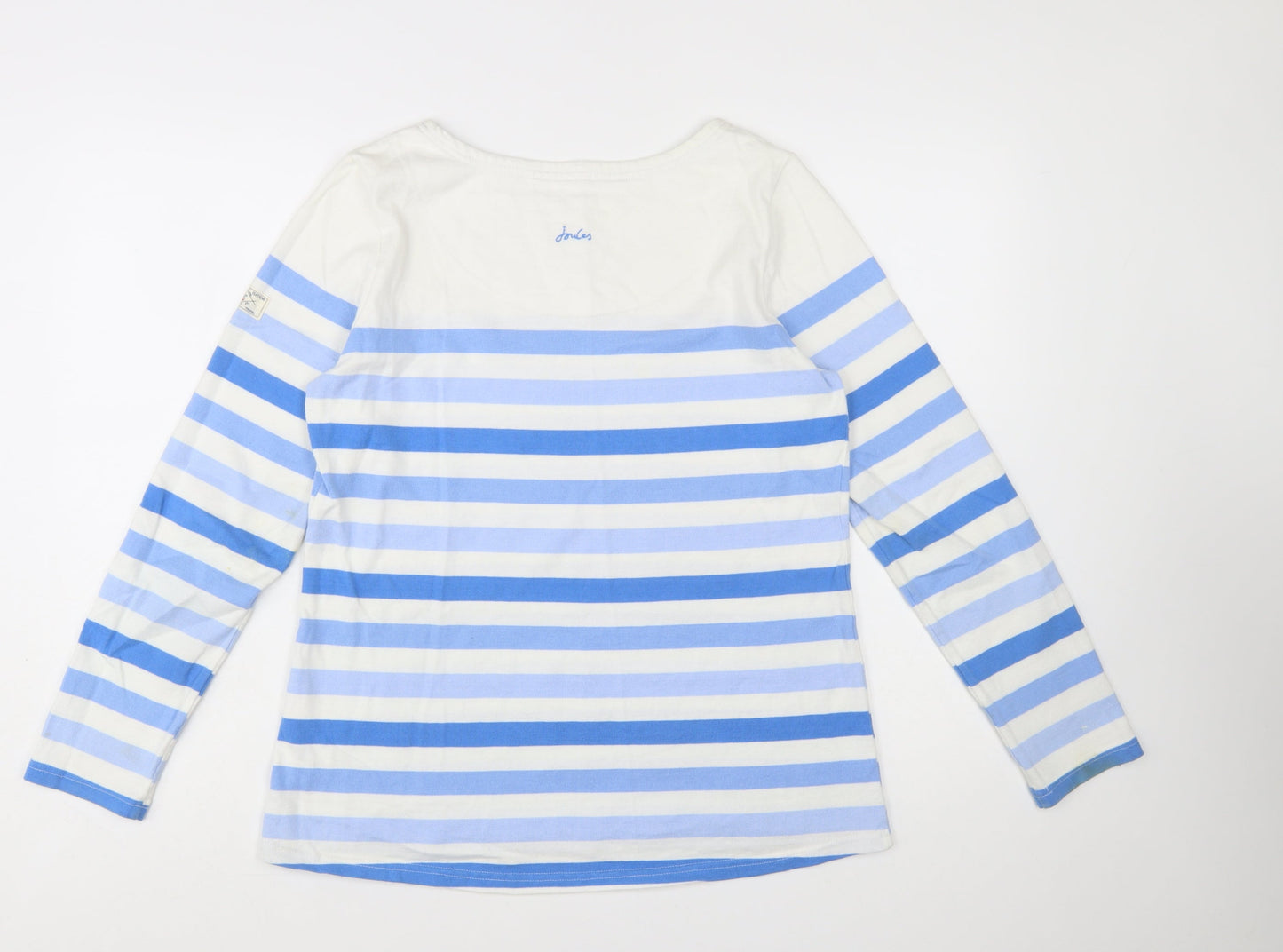 Joules Women Blue White Striped Long Sleeve Cotton T-Shirt Size 12