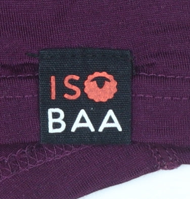I Love Baa Women's Purple Merino Wool 1/4 Zip Thermal Top Size S