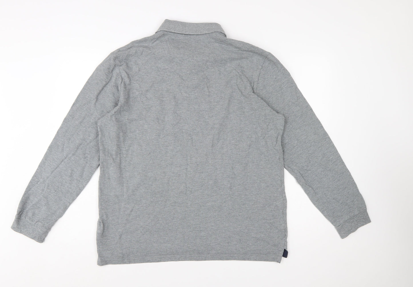 Joules Men's Grey Long Sleeve Cotton Polo Shirt Size L