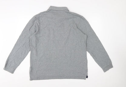 Joules Men's Grey Long Sleeve Cotton Polo Shirt Size L