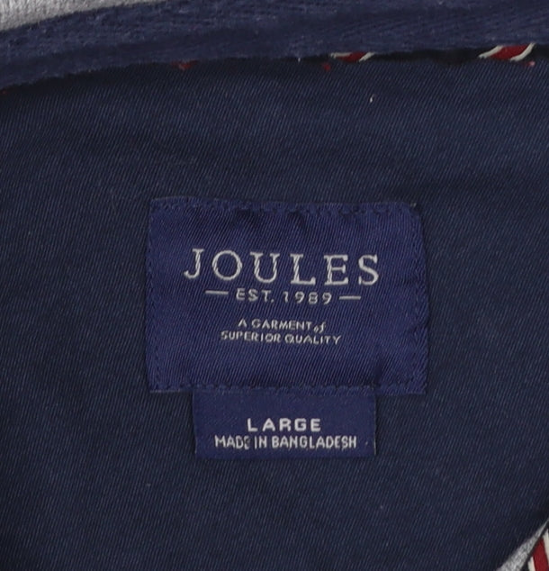 Joules Men's Grey Long Sleeve Cotton Polo Shirt Size L