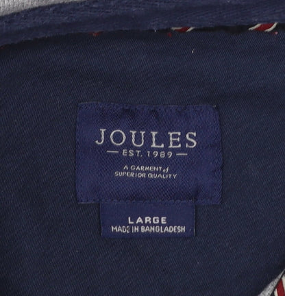 Joules Men's Grey Long Sleeve Cotton Polo Shirt Size L