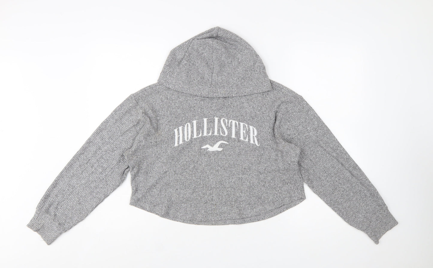 Hollister Womens Grey Long Sleeve Rib Knit Pullover Hoodie XS
