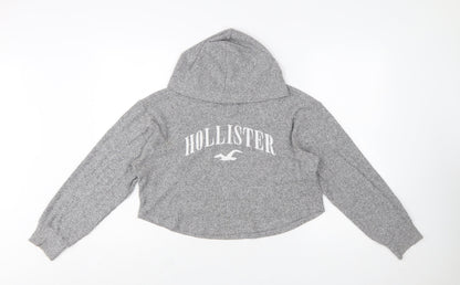 Hollister Womens Grey Long Sleeve Rib Knit Pullover Hoodie XS