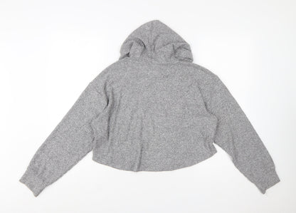 Hollister Womens Grey Long Sleeve Rib Knit Pullover Hoodie XS