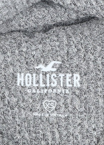 Hollister Womens Grey Long Sleeve Rib Knit Pullover Hoodie XS