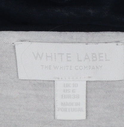 The White Company Women Blue V-Neck Long Sleeve Wool Blend Jumper Size 10