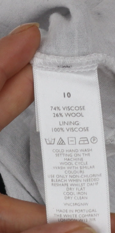 The White Company Women Blue V-Neck Long Sleeve Wool Blend Jumper Size 10