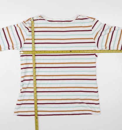 Seasalt Women’s Multicoloured Striped 3/4 Sleeve Sailor Top Size 14