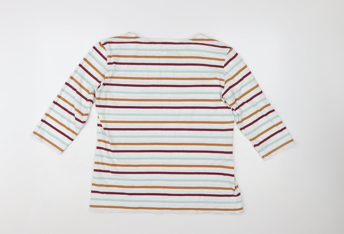 Seasalt Women’s Multicoloured Striped 3/4 Sleeve Sailor Top Size 14