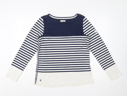 Joules Womens Blue White Striped Long Sleeve Boat Neck Cotton Top UK 12