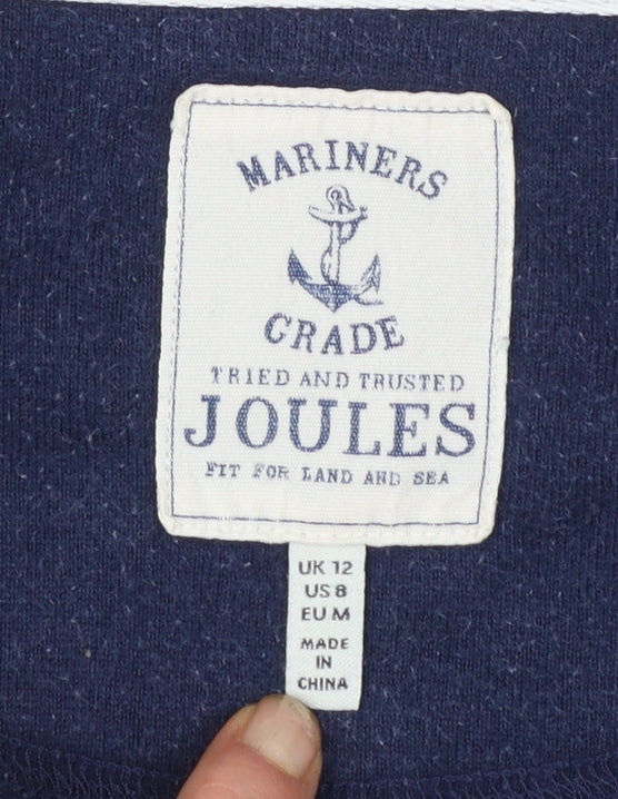 Joules Womens Blue White Striped Long Sleeve Boat Neck Cotton Top UK 12