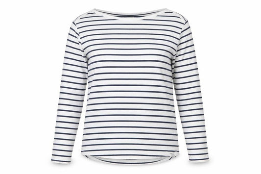 Fat Face Women Ivory Striped Long Sleeve Cotton T-Shirt Size 12