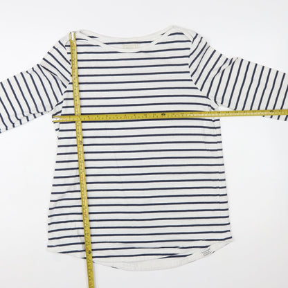 Fat Face Women Ivory Striped Long Sleeve Cotton T-Shirt Size 12