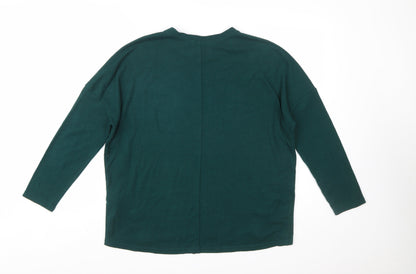 New Look Women's Green Long Sleeve Button Side Jersey Top Size 8