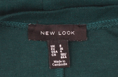 New Look Women's Green Long Sleeve Button Side Jersey Top Size 8