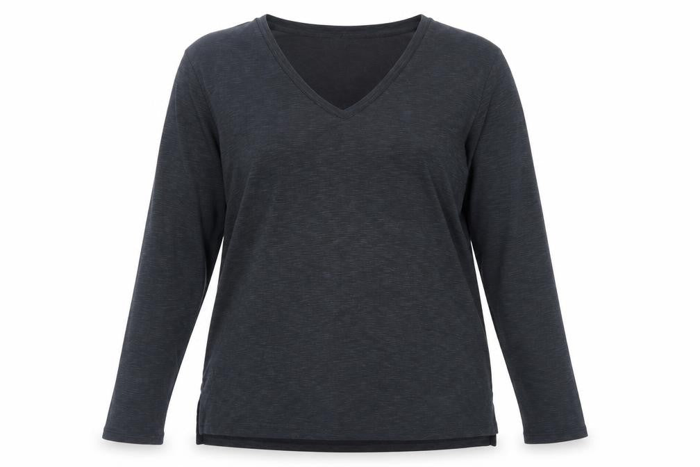 Marks & Spencer Per Una Women's Black V-Neck Long Sleeve Modal T-Shirt Size 16