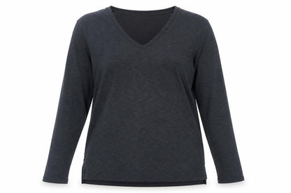 Marks & Spencer Per Una Women's Black V-Neck Long Sleeve Modal T-Shirt Size 16