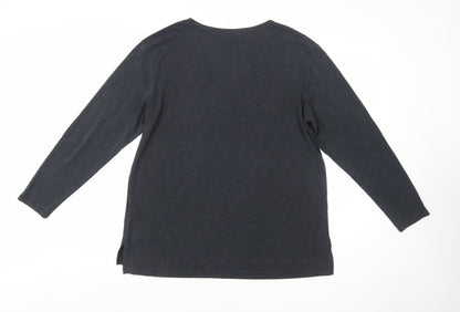 Marks and Spencer Per Una Women's Black V-Neck Long Sleeve Modal T-Shirt Size 16