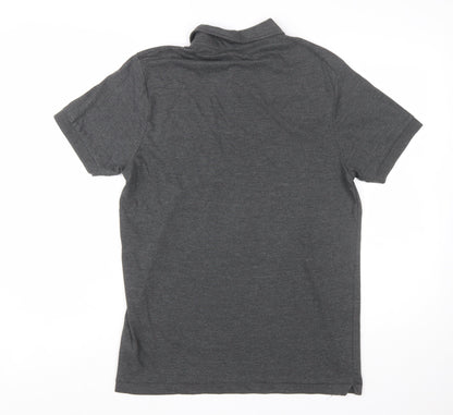French Connection Men's Grey Button-Down Polo Shirt Size L