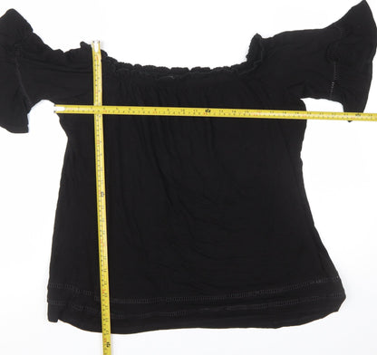 Next Women's Black Off Shoulder Ruffle Tunic Blouse Size 18